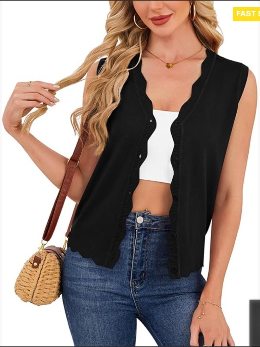 Sleeveless V Neck Cardigan Vest Lightweight Summer Slim Fit Knit Button Down